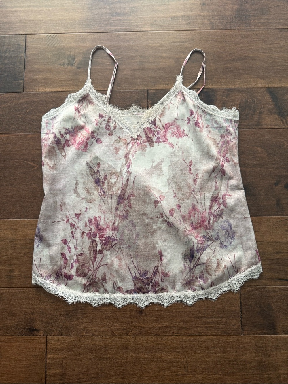 Chelsea28 Abstract Floral Lace-Trim Cami